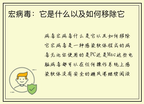 宏病毒：它是什么以及如何移除它